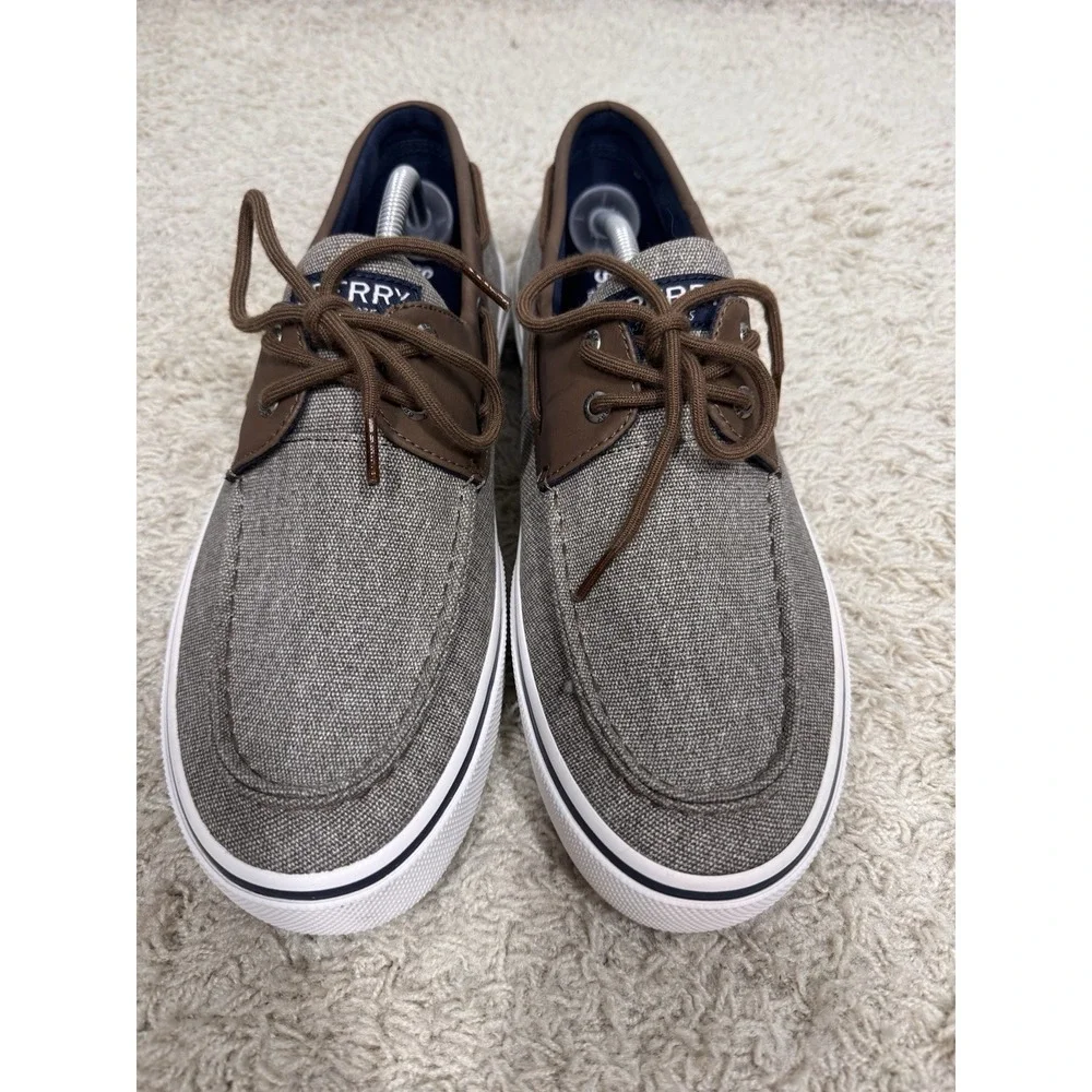 Sperry Top Sider Halyard Brown Canvas Lace Up Boat Shoes Mens 12 STS21489 Casual